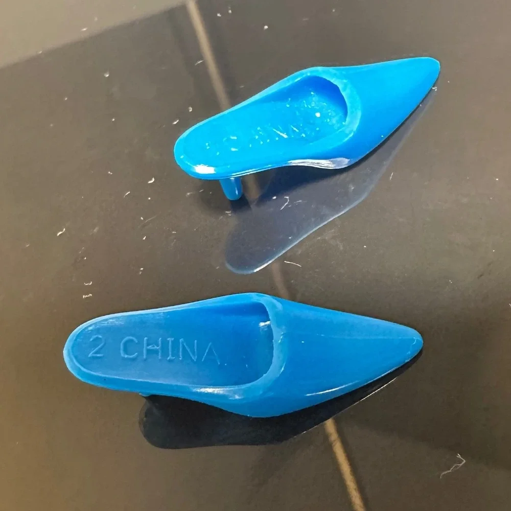 Vintage Barbie Doll Pointed Toe Mules Kitten‎ Heel Blue